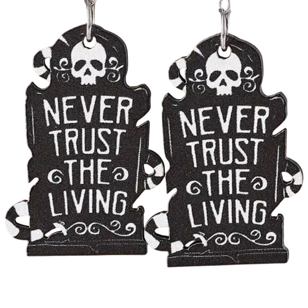 Beetlejuice Never Trust the Living Black Earrings Halloween Goth Whimsygoth